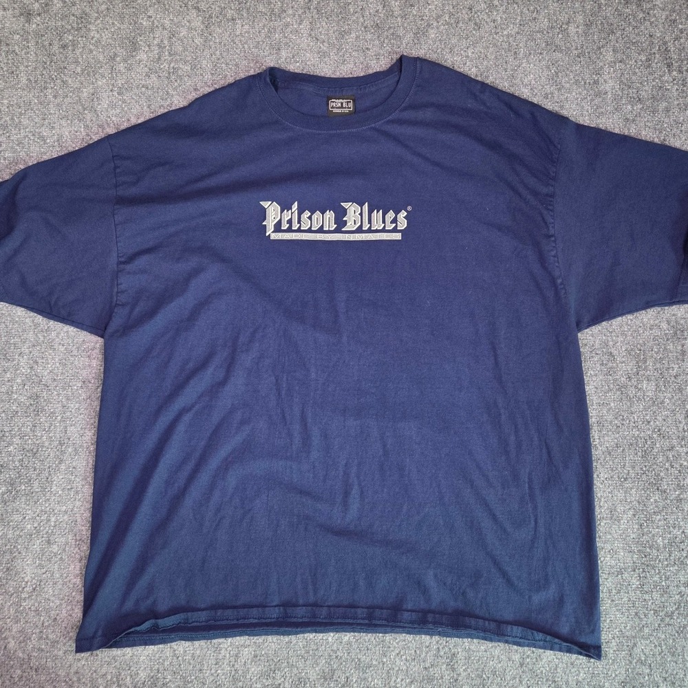 Prison Blues T-Shirt Mens 3XL Navy Blue Graphic Made‎ by Inmates Hanes Tagless